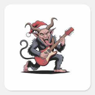 Sticker Carré Krampus maléfique jouant de la musique électrique 