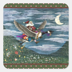 STICKER CARRÉ KRIS KRINGLE ET LES JOUETS SUR LE CANADA GOOSE NOË