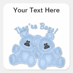 Sticker Carré KRW Ce sont des garçons Twin Blue Teddy Bear Stick
