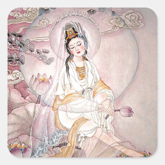 Sticker Carré Kuan Yin; Déesse Bouddhiste De La Compassion