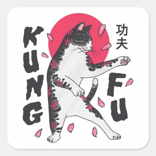 Sticker Carré Kung Fu Cat (Devant)