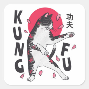 Sticker Carré Kung Fu Cat