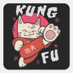 Sticker Carré Kung Fu Cat