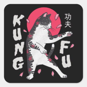 Sticker Carré Kung Fu Cat