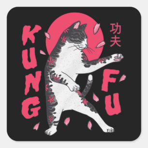 Sticker Carré Kung Fu Cat