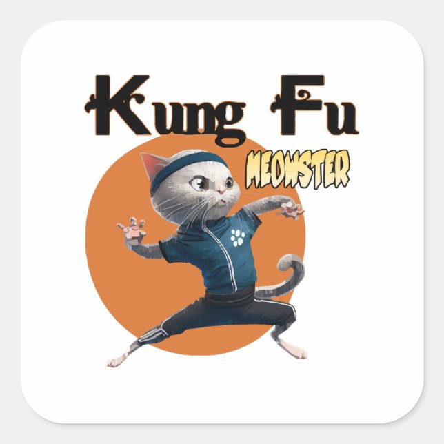 Sticker Carré Kung Fu Meowster (Devant)
