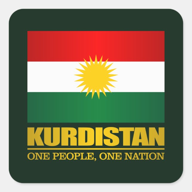 Sticker Carré Kurdistan (Un Peuple, Une Nation) (Devant)