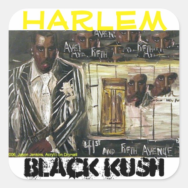 STICKER CARRÉ KUSH NOIR DE HARLEM (Devant)