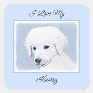 Sticker Carré Kuvasz Peinture - Cute Original Chien Art