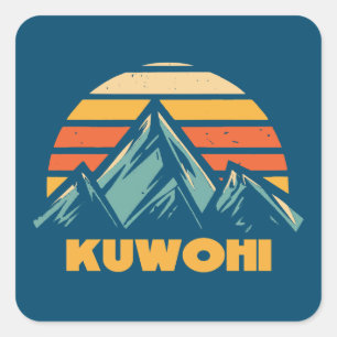 Sticker Carré Kuwohi Caroline du Nord Tennessee Retro Turquoise