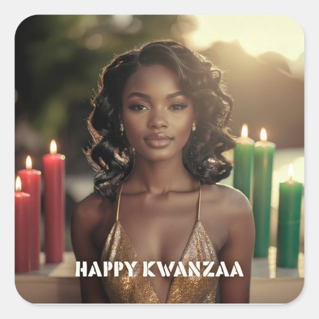 STICKER CARRÉ KWANZAA - HAPPY KWANZAA -  (Devant)