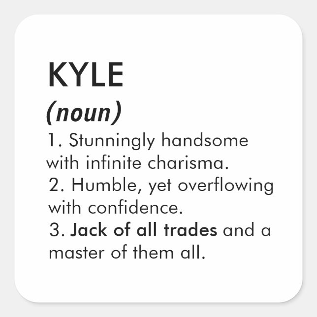 Sticker Carré Kyle name, Editable name, Custom name (Devant)