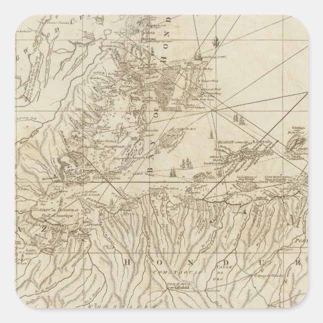 Sticker Carré La baie du Honduras (Devant)