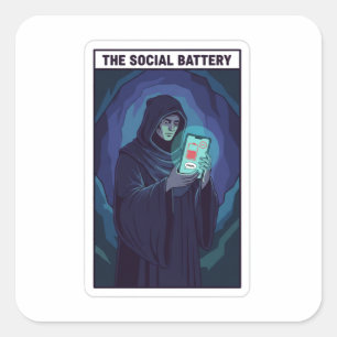 Sticker Carré La batterie sociale Humour introverti Faible éne
