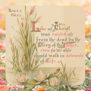 Sticker Carré La Bible catholique chrétienne Christ ressuscité P