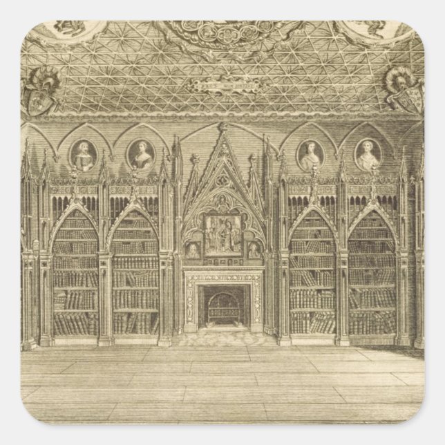 Sticker Carré La Bibliothèque, gravée par Godfrey, de 'Descripti (Devant)