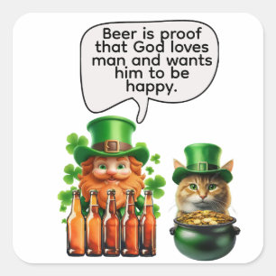 Sticker Carré La bière prouve que Dieu aime l'homme