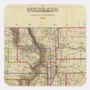 Sticker Carré La carte de Thayer du Colorado 2