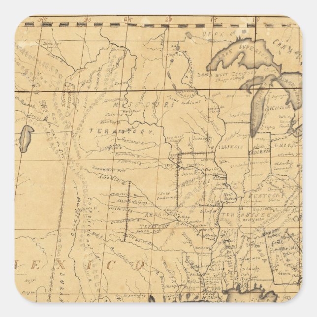 Sticker Carré La carte des enfants des Etats-Unis (Devant)