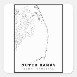 Sticker Carré La carte des Outer Banks