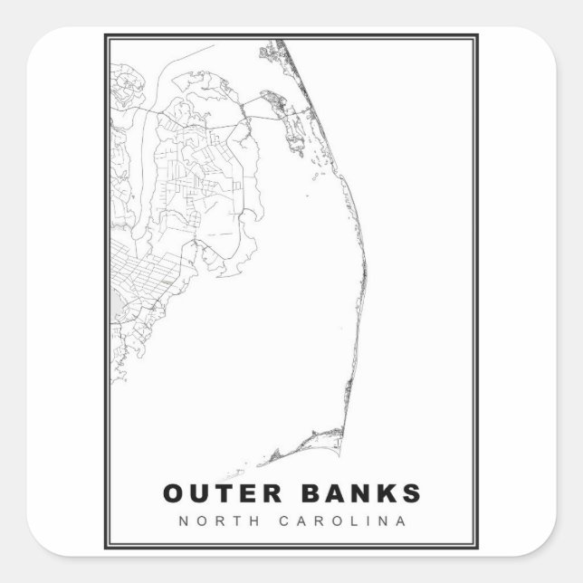 Sticker Carré La carte des Outer Banks (Devant)