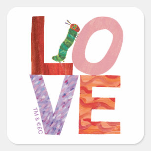 Sticker Carré La Caterpillar Très Affamée   AMOUR
