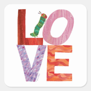Sticker Carré La Caterpillar Très Affamée   AMOUR
