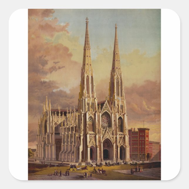Sticker Carré La cathédrale Saint-Patrick dans le Midtown Manhat (Devant)