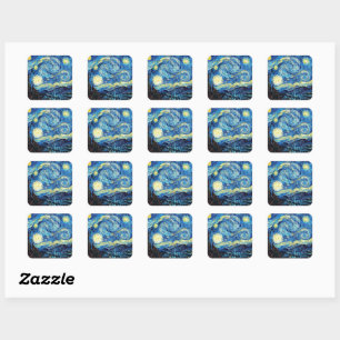 Sticker Carré La célèbre peinture de Van Gogh, Nuit étoilée