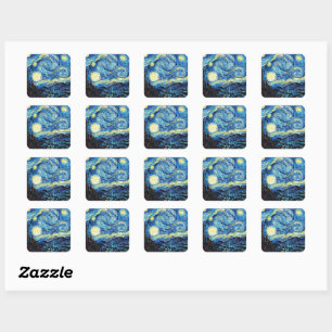 Sticker Carré La célèbre peinture de Van Gogh, Nuit étoilée