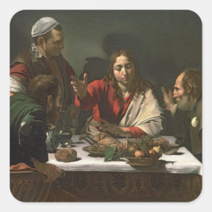 Sticker Carré La Cène à Emmaüs, 1601 (huile et température)
