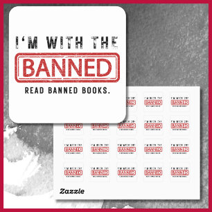 Sticker Carré La censure des livres interdits, je suis avec l'in