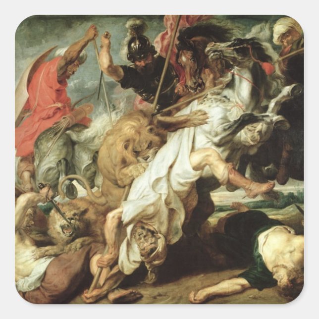 Sticker Carré La chasse au lion, 1621 (Devant)
