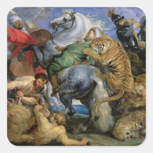 Sticker Carré La chasse au tigre, c.1616