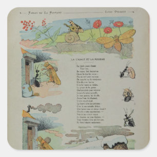 Sticker Carré La Cicada et la fourmi des fables