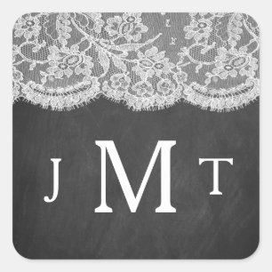 Sticker Carré La collection de Mariages Chalkboard & Lace