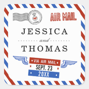 Sticker Carré La collection moderne de Mariages Airmail