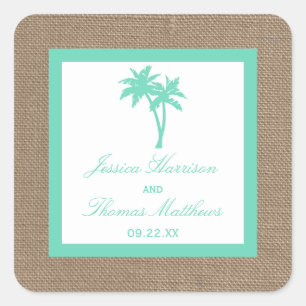 Sticker Carré La collection Tropical Palm Tree Beach Wedding
