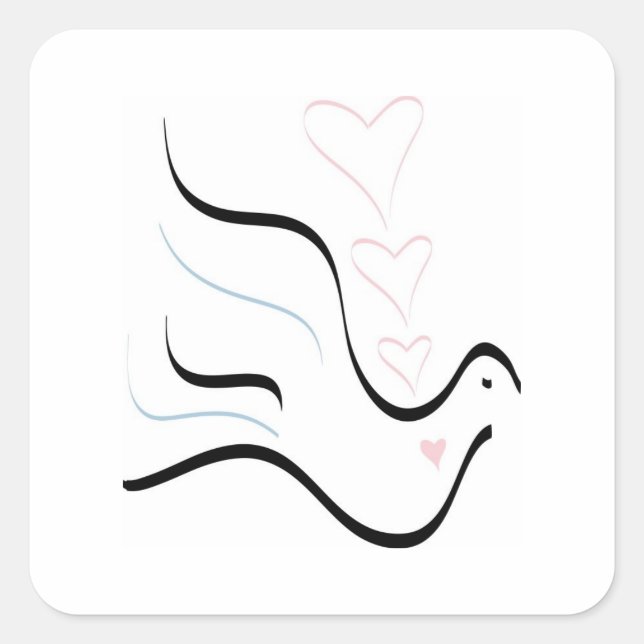 Sticker Carré La colombe stylisée dans les couleurs pastel (Devant)