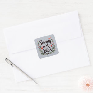 Sticker Carré La couture est ma félicité - Typographie florale