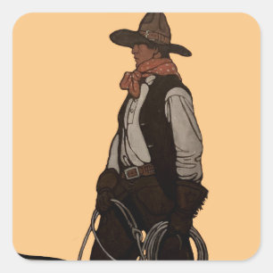 Sticker Carré La couverture du magazine The Cowboy par NC Wyeth
