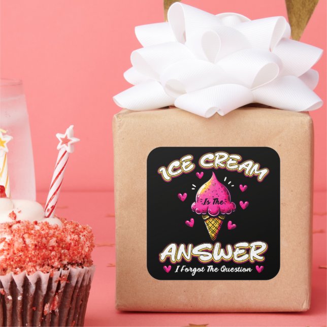 Sticker Carré La Crème De Glace Est La Réponse - J'Oubliais La Q (Fête)