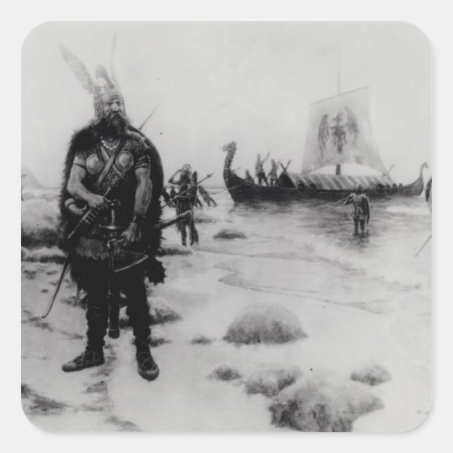 Sticker Carré La découverte de l'Amérique par Leif Eriksson (Devant)