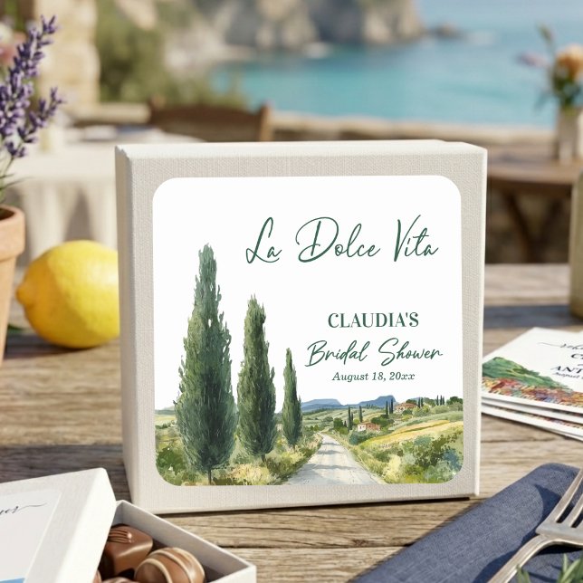 Sticker Carré La Dolce Vita Italian View Bridal Shower (Créateur téléchargé)