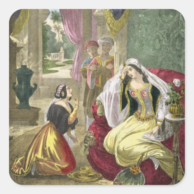 Sticker Carré La domestique hébrée captive qui attendait sur le  (Devant)
