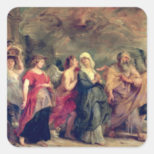 Sticker Carré La famille du sort partant de Sodom, 1625 (huile