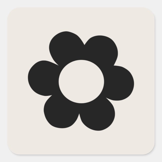 Sticker Carré La Fleur 03 Retro Floral Black And White Flower (Devant)