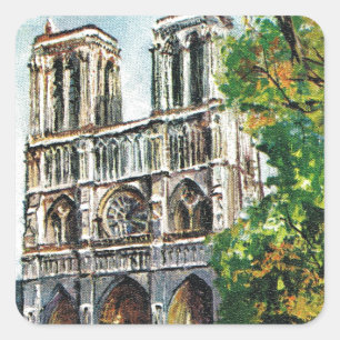 Sticker Carré La France vintage, Notre Dame de Paris