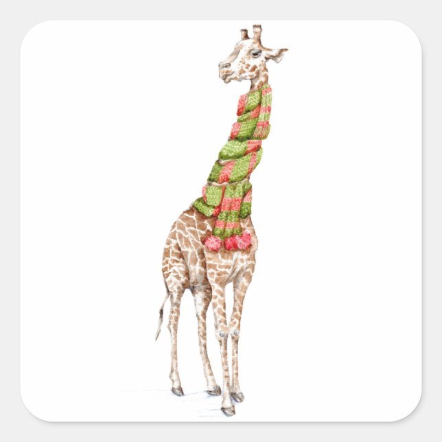 Sticker Carré La girafe dans une écharpe (Devant)