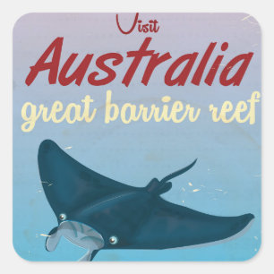Sticker Carré La Grande Barrière de corail, affiche de voyage en